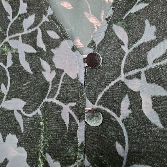 Rabbit Rabbit Designs Jacket Medium Velvet Burnout Floral Sheer VTG 90s Coquette - Picture 4 of 10